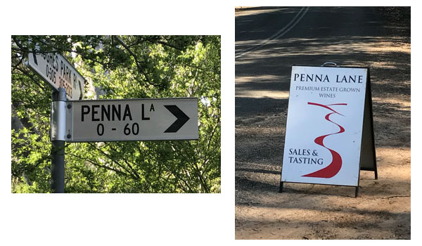 Penna Lane street sign and sandwich board
