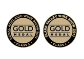 Two gold medal stickers for wine bottle