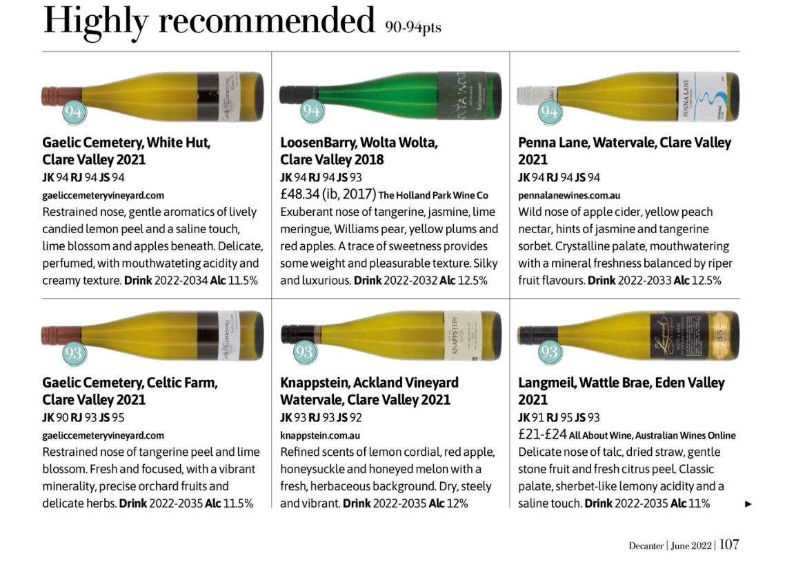 Reviews of 6 different Rieslings plus bottle images